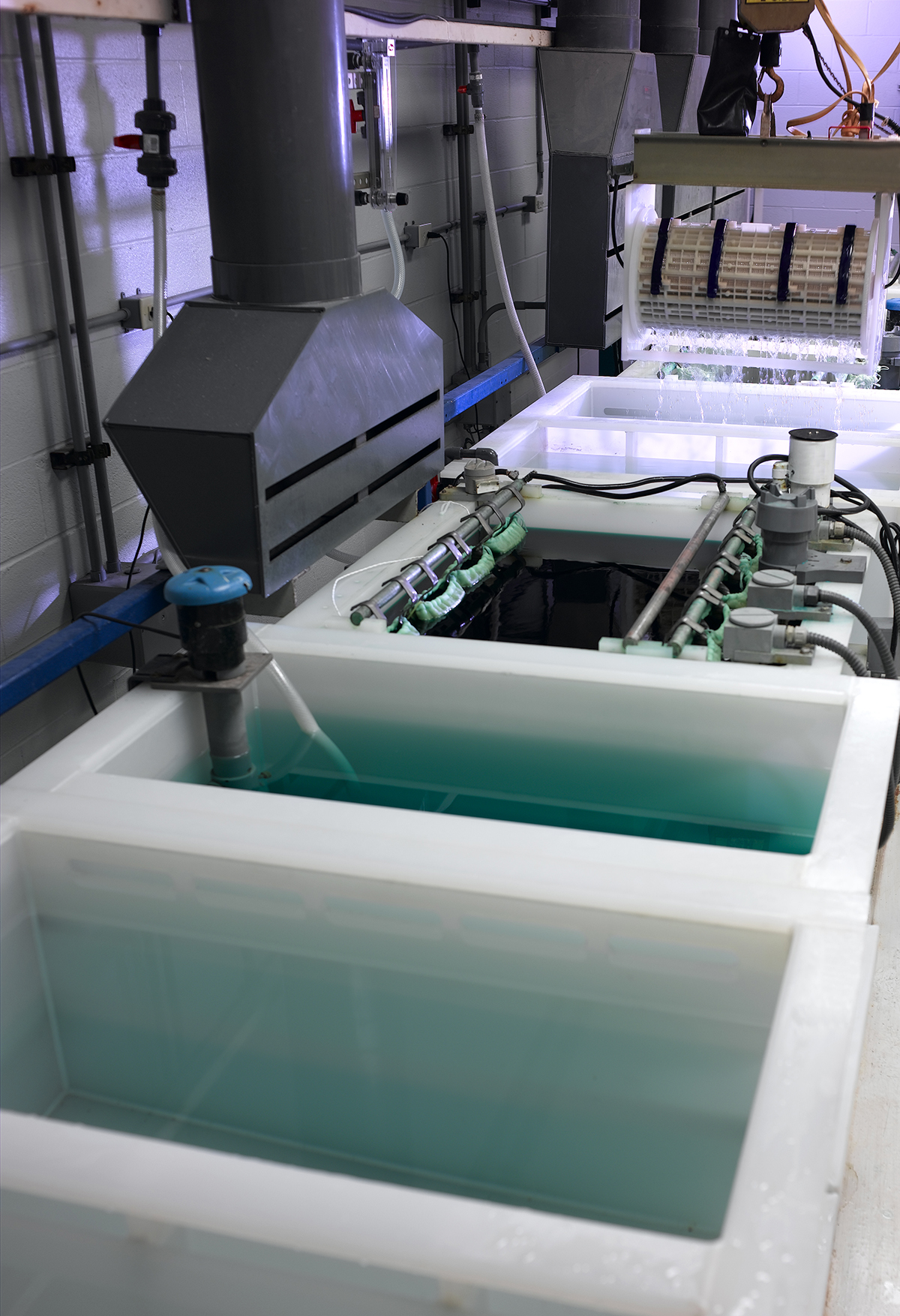 A plating line in an industrial ceramics factory.